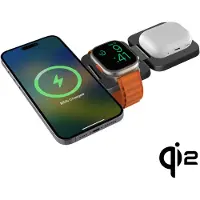 CubeNest EQ310 3-in-1 magnetische draadloze oplader compatibel met MagSafe-technologie - voor Apple Watch, iPhone 12-17 (Alle modellen), AirPods, Qi2-apparaten - Grijs