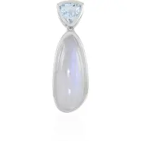 Cavill - 925 Sterling Zilver Hanger met 4,95ct Blauwe Maansteen en 0,675ct Hemelsblauwe Topaas - Elegante Druppelvormige Zilveren Sieraad