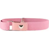 Ladeheid Kinderriem - Riem - Meisjes - Broekriem - Verstelbaar - Polyester - LA-TG-P15G - Roze/Hart - 62 cm x 2,5 cm