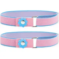 Ladeheid 2x meisjesriem elastische riem 1-6 jaar 34-65 cm P15G (roze/blauw)