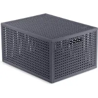 Curver Kaya opbergmand - 20 l - 37,6 x 30 x 20,7 cm - antraciet - premium opbergoplossing, duurzaam kunststof, moderne opbergoplossing voor thuis