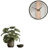 OEM Wandklok, design van ijzer en eikenhout, geschikt voor verschillende ruimtes, in een legergroene kleur