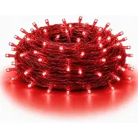 Rosikey 20 meter, 200 LED's, 8 modi, lichtketting, stroomaangedreven, LED, kerstverlichting, transparante kabel, decoratieve verlichting voor binnen, feest, tuin, kerstboom, rood