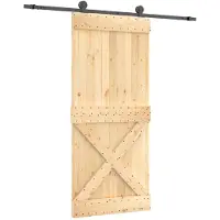 vidaXL Schuifdeur Naturel en Zwart 90 x 210 cm Massief Pine Hout