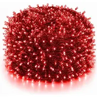 Rosikey 100 meter, 1000 LED's, 8 modi, lichtketting, stroomaangedreven, kerstverlichting, transparante kabel, decoratieve verlichting voor binnen, feest, tuin, kerstboom, rood