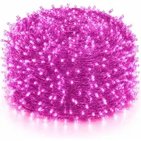 Rosikey 100 meter, 1000 LED's, 8 modi, lichtketting, stroomaangedreven, kerstverlichting, transparante kabel, decoratieve verlichting voor binnen, feest, tuin, kerstboom, roze