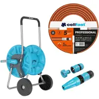 Cellfast Aluplus-slangwagen 1/2" 60 m + -tuinslang, PROFESSIONAL 1/2" 50 m + Set met Basic-sproeier 1/2"