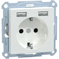 Merten stopcontact met stekkerdoos MEG2366-0325, met USB-lader, actief, wit, glanzend