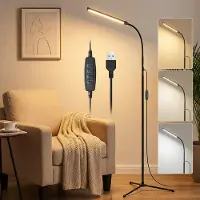 Lapamax LED staande lamp met 3 kleurtemperaturen, dimbaar. Verstelbare vloerlamp, flexibele leeslamp, geschikt voor slaapkamer, woonkamer en werkkamer