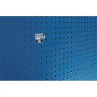 Bott Perfo Plus haak, B 75 mm, verhoogd haakuiteinde, met brede bodemplaat, gegalvaniseerd metaal, zilver, 5 stuks