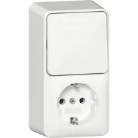 Gira Stopcontacten, Combi uit/CHUKO 417613 verticaal + opbouwplaat zuiver wit