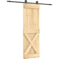 vidaXL Schuifdeur Naturel en Zwart 70 x 210 cm Massief Pine Hout
