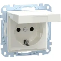 Schneider Electric SCHUKO-stopcontact met kleppendeksel, IP44, BRS, schroefklemmen, glanzend polarwit, systeem M, 1 stuk.