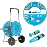 Cellfast Aluplus-slangwagen 1/2" 60 m + IDEAL-tuinslang 1/2" 30 m + Set met Basic-sproeier 1/2"
