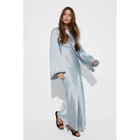 Gina Tricot  - Satin wide sleeve maxi dress - satijnen jurken - Blauw - 34 - Dames