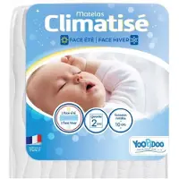 YOOPIDOO - Babymatras met airconditioning - 60x120 cm - 1 koele zomerzijde / 1 gevoerde winterzijde - Zonder chemische behandeling