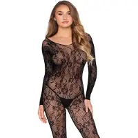 Leg avenue Bodies Kant - Lace Lingerie Bodystocking - Zwart