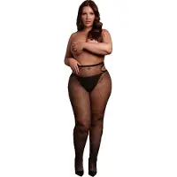 Shots - Glimmende panty - Zwart Plus Size