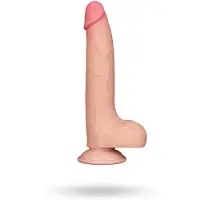 Vuxen - Dildo - Schuifhuid Dildo - Lengte 20 cm - Diameter 4 cm - Lichte Beige - TPE