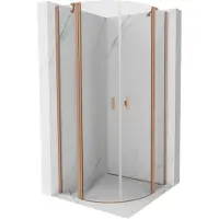 Mexen Mist halfronde douchecabine draaibaar 100 x 100 , transparant, geborsteld koper - 8A32-100-100-65-00