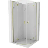 Mexen Mist L douchecabine halfrond scharnierend 100 x 100 , transparant, goud - 8A33L-100-100-50-00