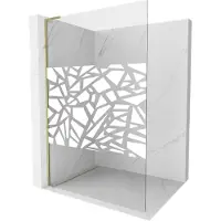 Mexen Kioto L douchewand Walk-in 110 x 200 , wit patroon, goud - 800-110-103-50-85