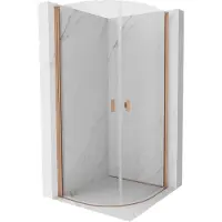 Mexen Mist ronde douchacabine met scharnierdeur 80 x 80 , transparant, geborsteld koper - 8A31-080-080-65-00
