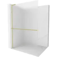 Mexen Kioto+ L douchewand met plank Walk-in 100 x 200 , ijsblokjes, geborsteld goud - 800-100-123-55-30