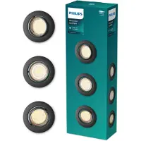 Philips Peridot inbouwspot - GU10 fitting - Zwart - Rond - Richtbare spot - 3-pack
