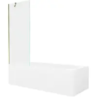 Mexen Vega rechthoekig bad 160 x 70 met ombouw en 1-vleugelig scherm 70 , transparant, goud - 550116070X9507000050