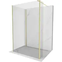 Mexen Kioto douchewand Walk-in 140 x 85 x 30 , transparant, geborsteld goud - 800-140-085-221-55-00-030