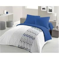 HOME LINGE PASSION AMBROISIE microvezel dekbedset - 1 dekbedovertrek 220 x 240 cm + 2 kussenslopen 63 x 63 cm - Blauw