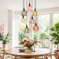LumenXL 7-lichts hanglamp Liya - gekleurd glas