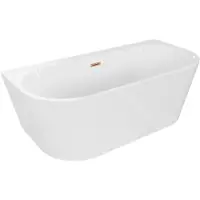 Mexen Oval+ vrijstaande wandbad 170 x 80 , wit, geborsteld koper overloop - 52681708000-65