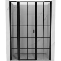Mexen Mist L douchedeur, scharnierend links, 145 , zwart raster, zwart - 8A4L-145-001-70-77-L