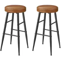 Helloshop26 Barstoel - - Set van 2 - PU - Zithoogte 63 cm - Karamelbruin