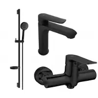 Mexen Pecos DS75 doucheset, zwart - 72704DS75-70