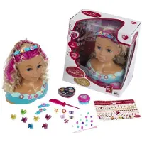 Klein Toys Princess Coralie - kaphoofd Mariella met make-up- en stylinghoofd" - 27 cm groot - wasbaar - met haarborstel, kam, haarclips - dermatologisch geteste make-up