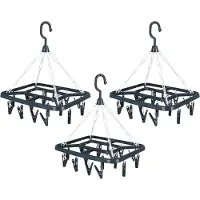 Urban Living Wasgoed droogcarrousel/droogmolen - 3x - 18 clips/knijpers - grijs - kunststof - 31 x 33 cm