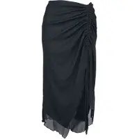 Banned Midirok - Umbra Mesh Ruched Skirt - XS tot 4XL - voor Vrouwen - zwart - Maat S