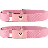 Ladeheid 2x meisjesriem elastische riem 1-6 jaar 34-65 cm P15G (roze/hart)