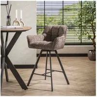 Meubelplaats Barstoel raster draaibaar - Hoven taupe - barstoelen set van 2