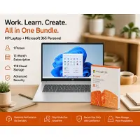 HP Ready-to-Work-bundel: 17-cn4061nd 17,3" Core 5-laptop - QWERTY-toetsenbord + Microsoft 365 Personal (jaarlijks abonnement) EN
