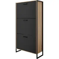Casabel schoenenkast van MDF en ijzer, schoenenkast voor de hal met ruimte voor 18 paar schoenen, afmetingen: 23,5 x 63 x 119 cm
