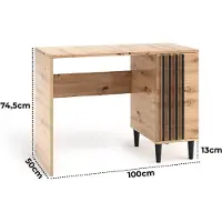 MargaretHadas24 Bureau Laura Bureaublad Computerbureau Laptoptafel Kantoormeubilair Werktafel (eiken Artisan en zwart)