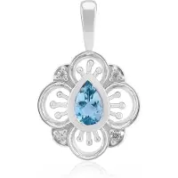 Cavill - Zilveren Hanger 925 Sterling Zilver Rhodium - Santa Maria Aquamarijn 0,29 ct Druppel - 0,04 ct Tanzanian Zircon - Elegante Sieraden