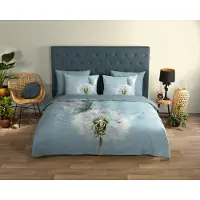 Muller Textil Good Morning Dekbedovertrek "Papillon" - Blauw - (240x220 cm) - 100% Katoen