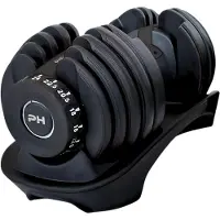 PH Fitness Verstelbare Dumbell 24KG Zwart - PRIJS PER STUK - Smart Dumbbells - Gewichtenset voor Home Gym - Adjustable Dumbbells van 2,5 kg tot 24kg - Complete Halterset van 15 Dumbbells in een!