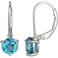 Cavill - Zilveren Oorbellen met London Blue Topaas - 925 Sterling Zilver met Rhodiumlaag - 1,465 ct Briljant Rond - Elegante Oorbellen Dames