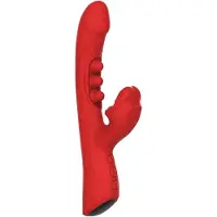 Vuxen IY - Trixy - Driedubbele Kloppende Rabbit Vibrator met Likkende Tong - App Control - Rood